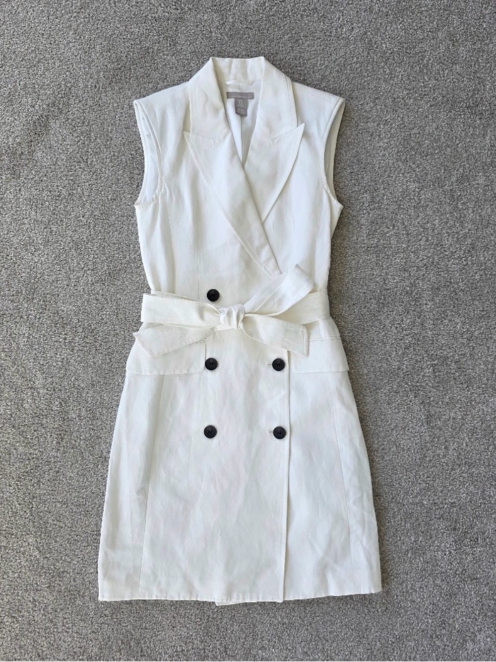 H&M White Sleeveless Double-Breasted Belted Mini Dress
